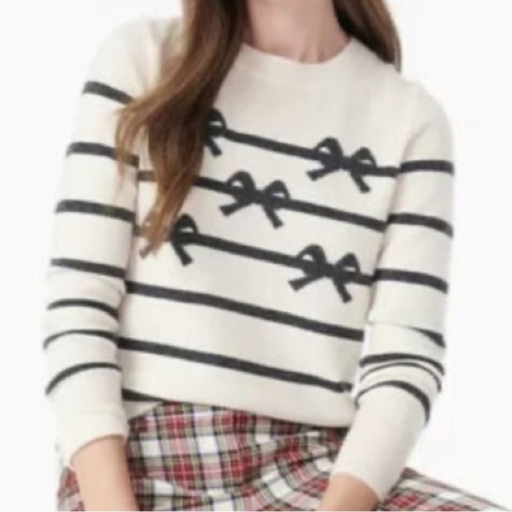 J Crew Striped Bow Cashmere Sweater🐇 - Picture 10 of 15
